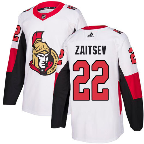 Adidas Ottawa Senators 22 Nikita Zaitsev White Road Authentic Stitched Youth NHL Jersey